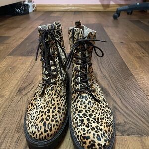 Lucky Brand Animal Print Lace-Up Boots